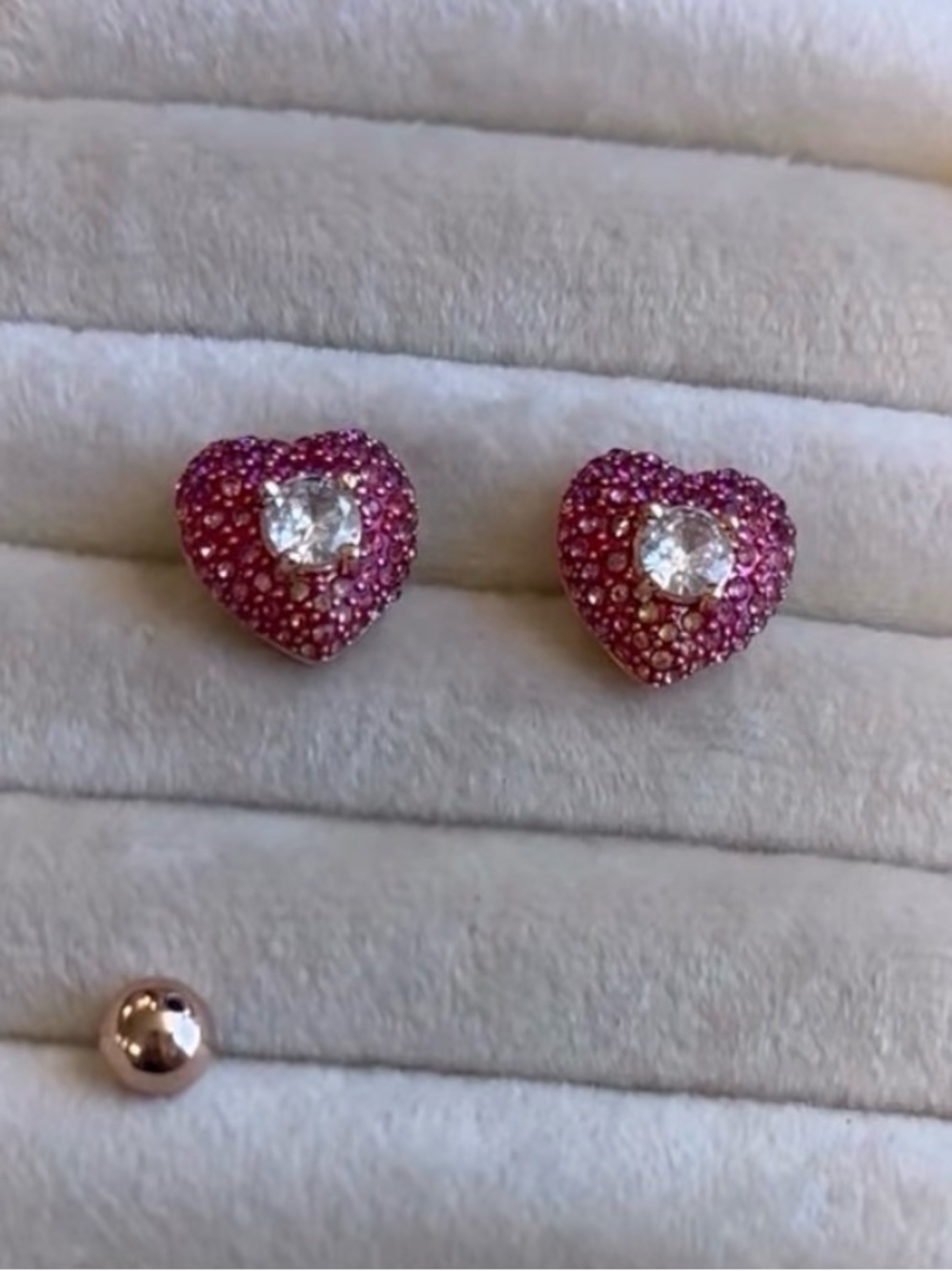 Elegant Heart-Shaped Pink Stud Earrings